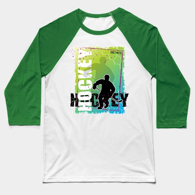 Abstract Hockey Player Baseball T-Shirt by SaucyMittsHockey